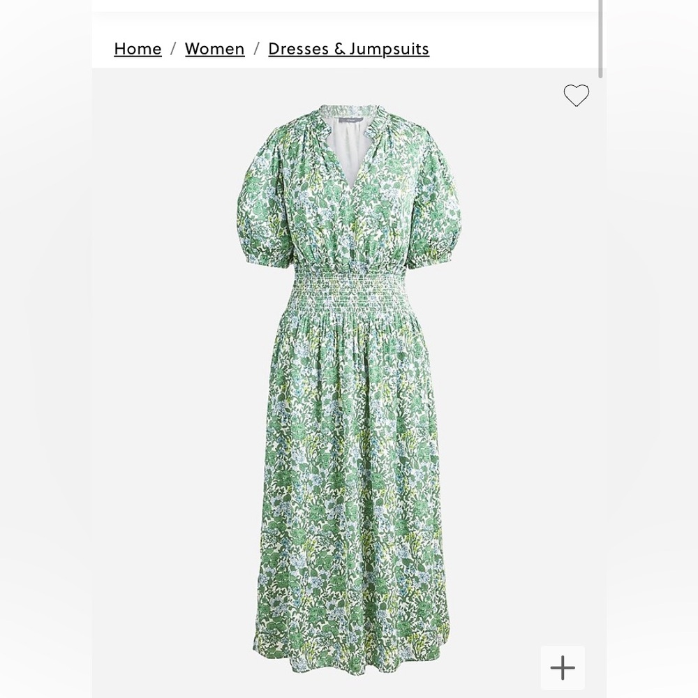 J Crew Smocked waist featherweight satin dress in tossed floral size Small